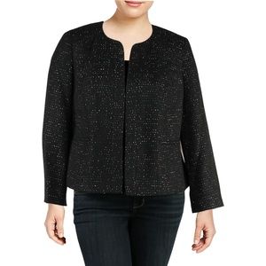 Nine West NWT Women's Sequined LA VIE EN ROSE Black Tweed Jacket, Size 14W